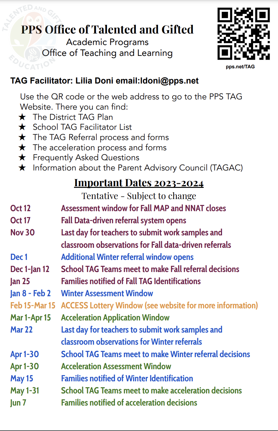 PPS office of talented and gifted flyer